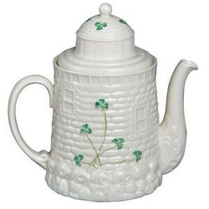 Belleek Parian Shamrock Lighthouse Teapot Made in Ireland